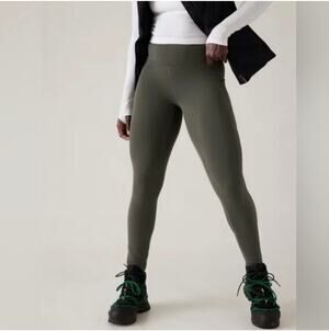 Athleta Leggings Womens Medium Gray Altitude Stash Polartec Stretch Travel Snow